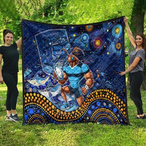 Mascot NSW Blues Rugby Quilt Aboriginal Galaxy