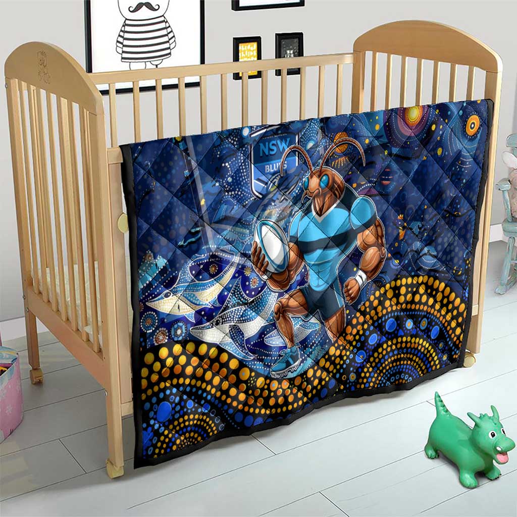 Mascot NSW Blues Rugby Quilt Aboriginal Galaxy