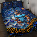 Mascot NSW Blues Rugby Quilt Bed Set Aboriginal Galaxy