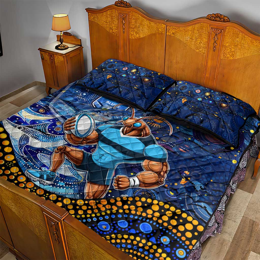 Mascot NSW Blues Rugby Quilt Bed Set Aboriginal Galaxy