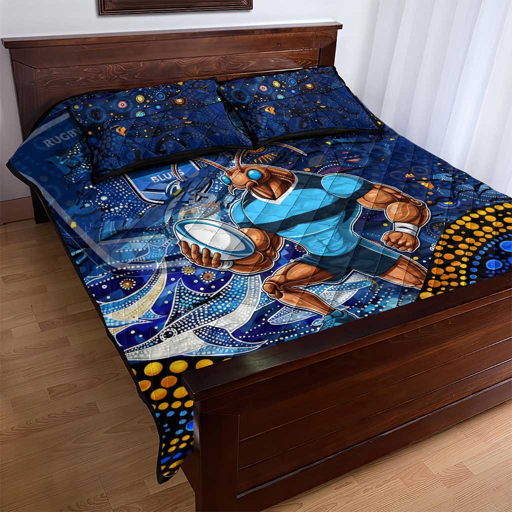 Mascot NSW Blues Rugby Quilt Bed Set Aboriginal Galaxy