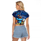 Personalised Mascot NSW Blues Rugby Raglan Cropped T Shirt Aboriginal Galaxy