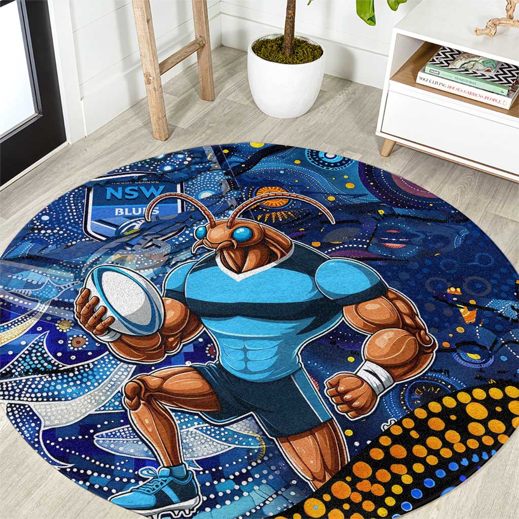 Mascot NSW Blues Rugby Round Carpet Aboriginal Galaxy