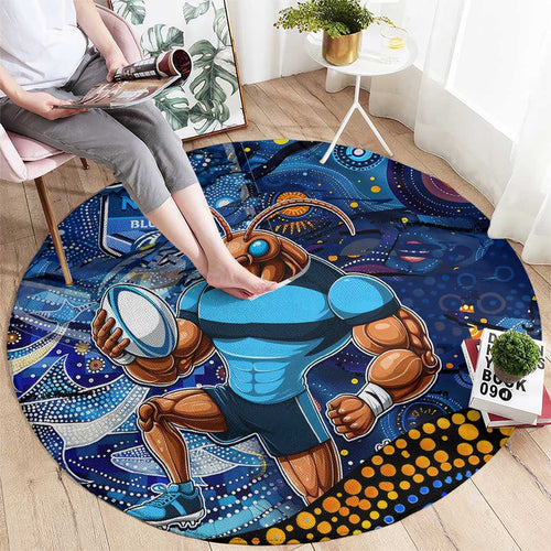 Mascot NSW Blues Rugby Round Carpet Aboriginal Galaxy