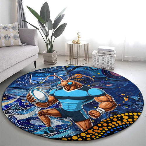 Mascot NSW Blues Rugby Round Carpet Aboriginal Galaxy