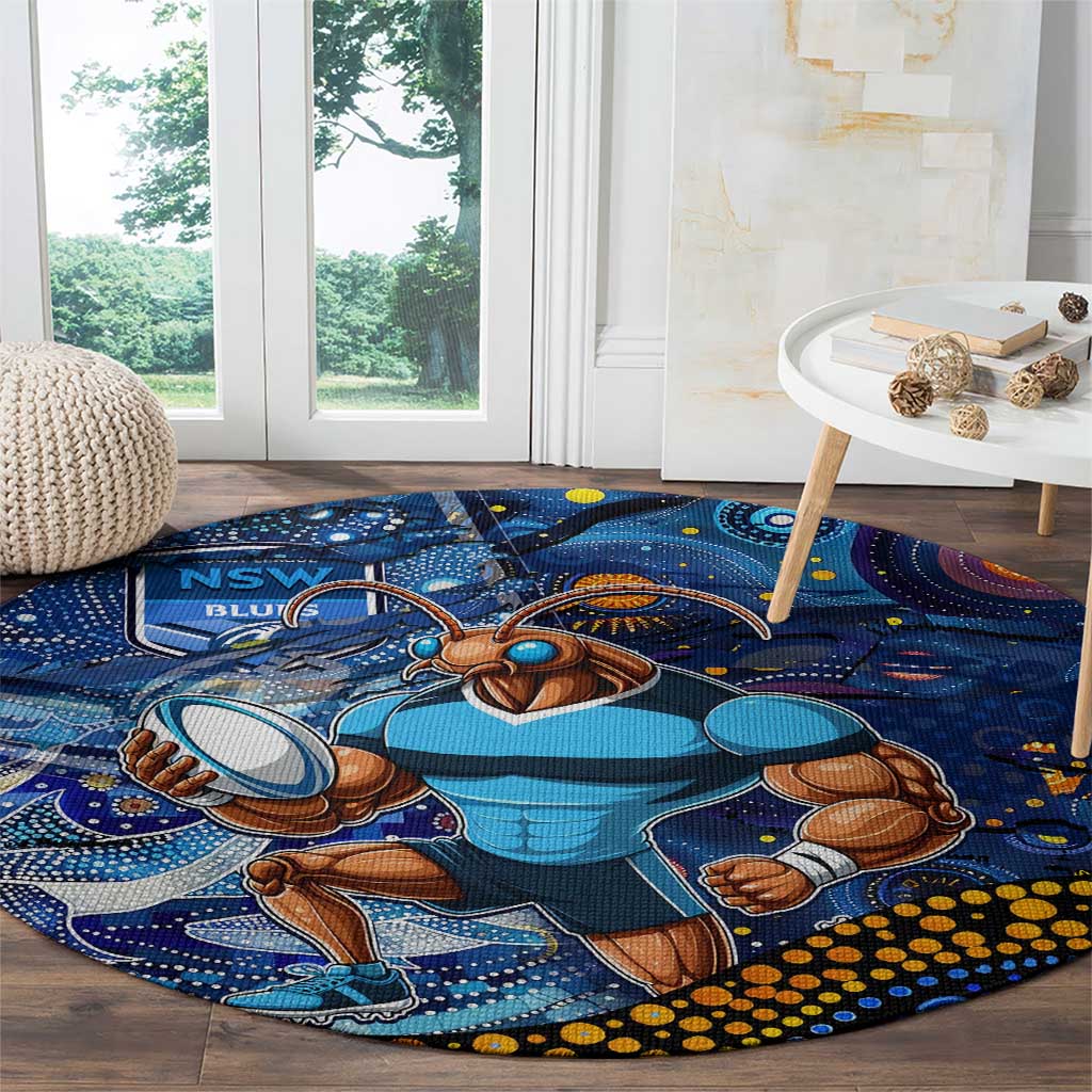 Mascot NSW Blues Rugby Round Carpet Aboriginal Galaxy