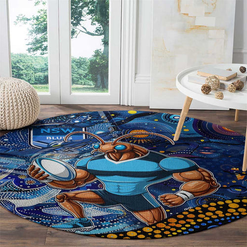 Mascot NSW Blues Rugby Round Carpet Aboriginal Galaxy