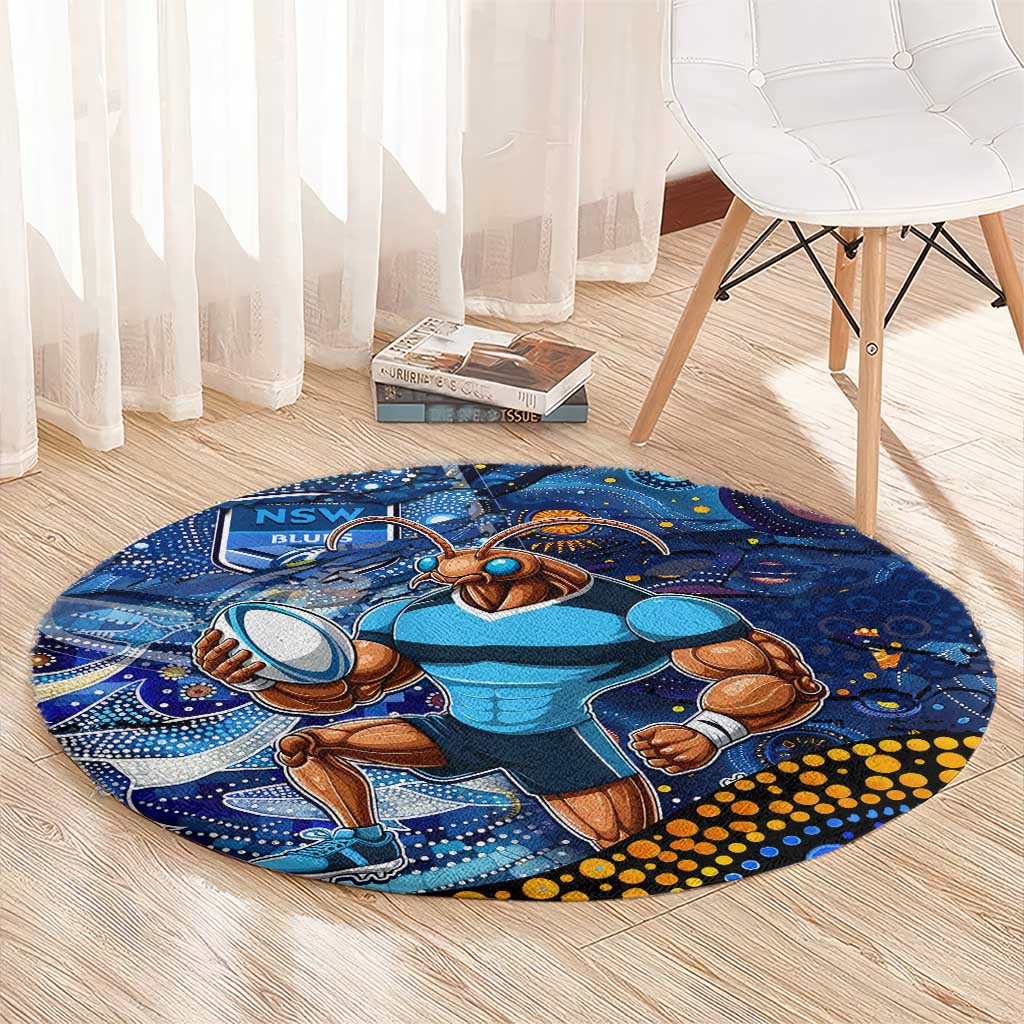 Mascot NSW Blues Rugby Round Carpet Aboriginal Galaxy