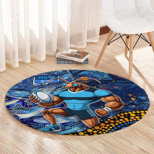 Mascot NSW Blues Rugby Round Carpet Aboriginal Galaxy