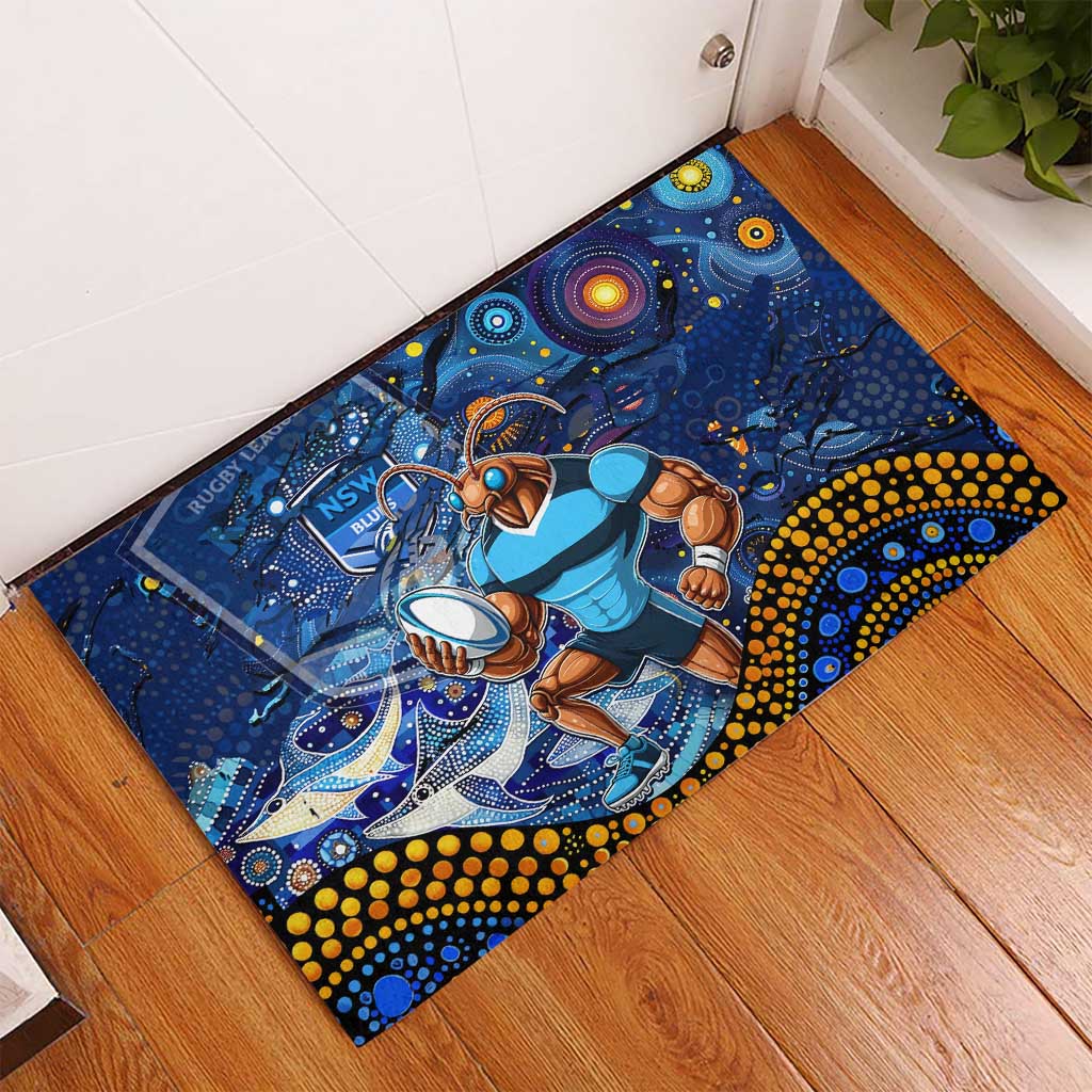 Mascot NSW Blues Rugby Rubber Doormat Aboriginal Galaxy