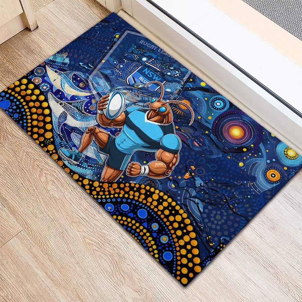 Mascot NSW Blues Rugby Rubber Doormat Aboriginal Galaxy