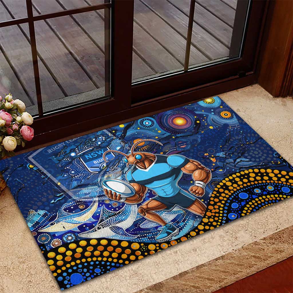 Mascot NSW Blues Rugby Rubber Doormat Aboriginal Galaxy