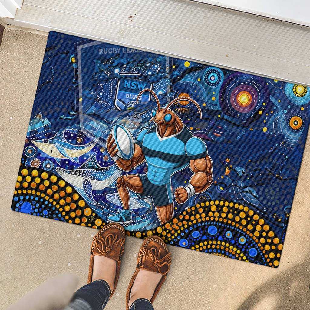 Mascot NSW Blues Rugby Rubber Doormat Aboriginal Galaxy