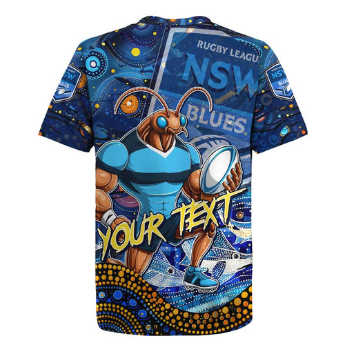 Personalised Mascot NSW Blues Rugby Rugby Jersey Aboriginal Galaxy
