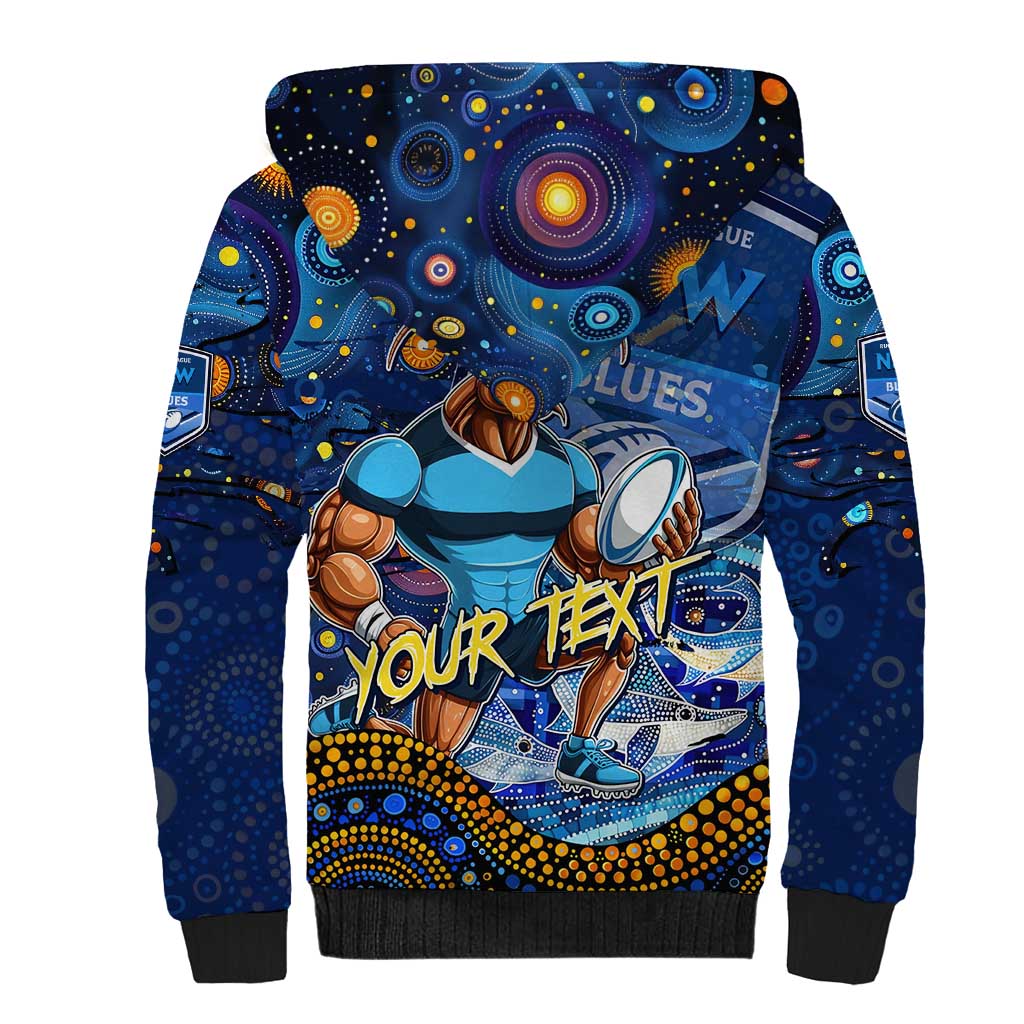 Personalised Mascot NSW Blues Rugby Sherpa Hoodie Aboriginal Galaxy