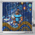 Mascot NSW Blues Rugby Shower Curtain Aboriginal Galaxy