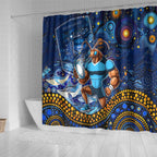 Mascot NSW Blues Rugby Shower Curtain Aboriginal Galaxy