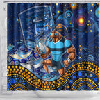 Mascot NSW Blues Rugby Shower Curtain Aboriginal Galaxy