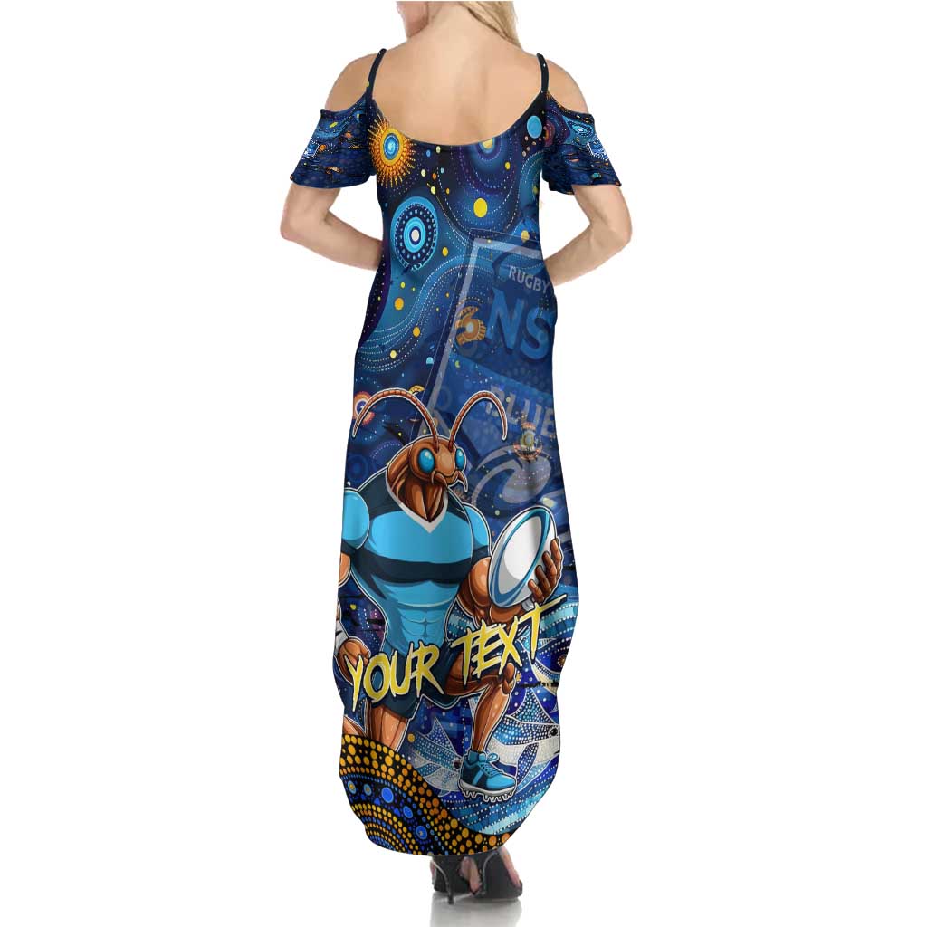 Personalised Mascot NSW Blues Rugby Summer Maxi Dress Aboriginal Galaxy