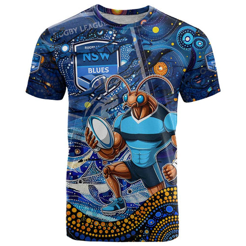 Personalised Mascot NSW Blues Rugby T Shirt Aboriginal Galaxy