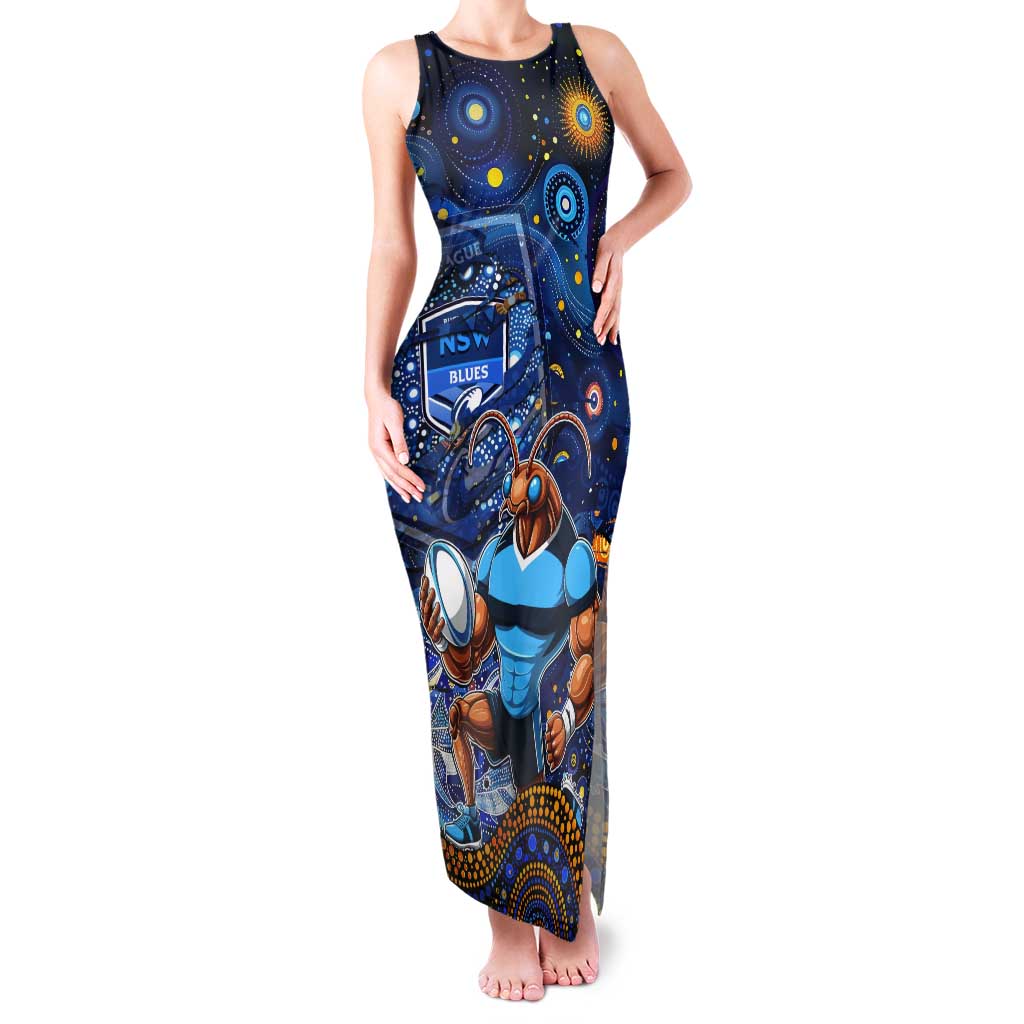 Personalised Mascot NSW Blues Rugby Tank Maxi Dress Aboriginal Galaxy