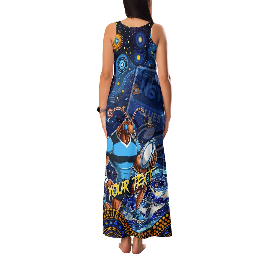 Personalised Mascot NSW Blues Rugby Tank Maxi Dress Aboriginal Galaxy