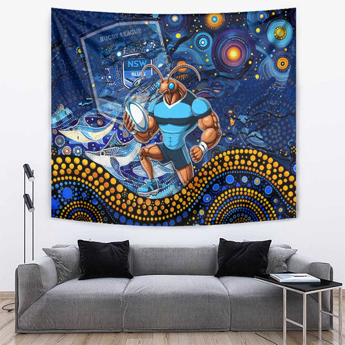 Mascot NSW Blues Rugby Tapestry Aboriginal Galaxy