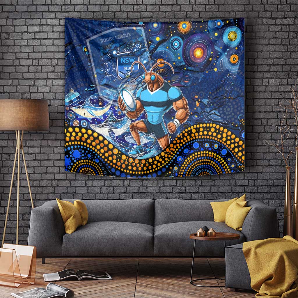 Mascot NSW Blues Rugby Tapestry Aboriginal Galaxy