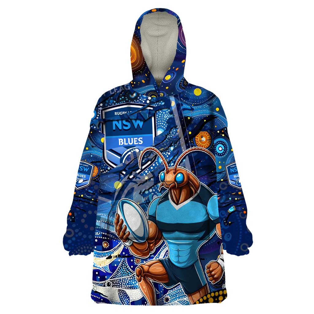 Personalised Mascot NSW Blues Rugby Wearable Blanket Hoodie Aboriginal Galaxy