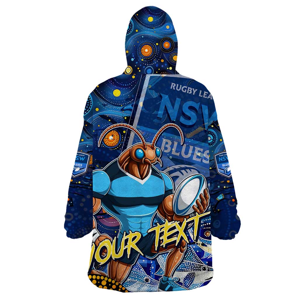 Personalised Mascot NSW Blues Rugby Wearable Blanket Hoodie Aboriginal Galaxy