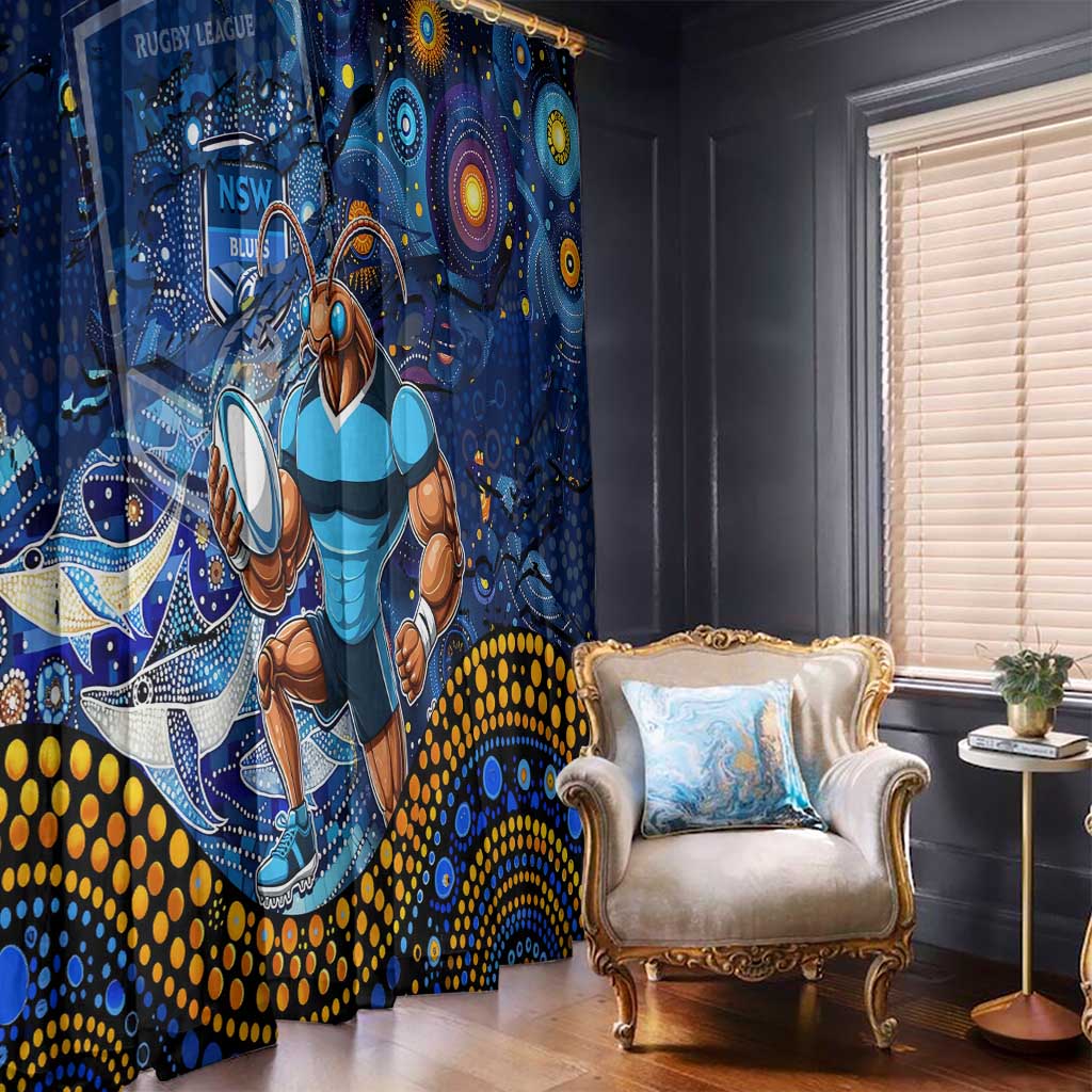 Mascot NSW Blues Rugby Window Curtain Aboriginal Galaxy