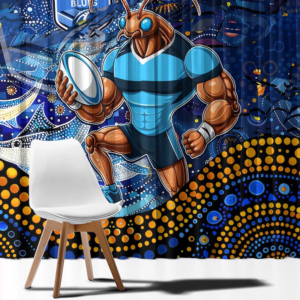 Mascot NSW Blues Rugby Window Curtain Aboriginal Galaxy
