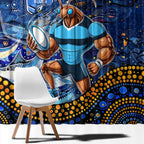 Mascot NSW Blues Rugby Window Curtain Aboriginal Galaxy