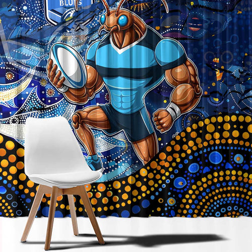 Mascot NSW Blues Rugby Window Curtain Aboriginal Galaxy