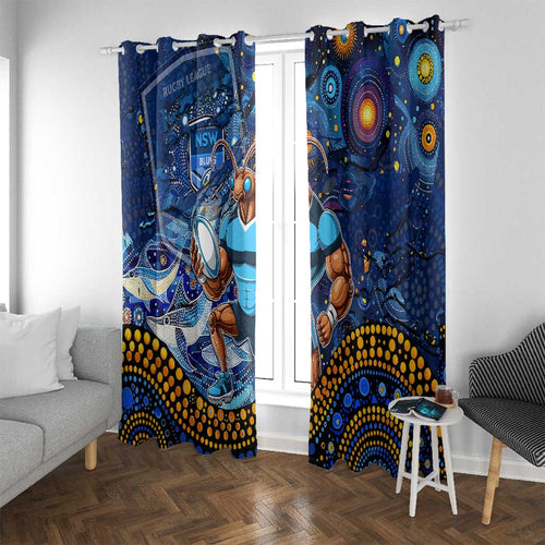 Mascot NSW Blues Rugby Window Curtain Aboriginal Galaxy