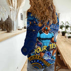 Personalised Mascot NSW Blues Rugby Women Casual Shirt Aboriginal Galaxy