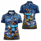 Personalised Mascot NSW Blues Rugby Women Polo Shirt Aboriginal Galaxy