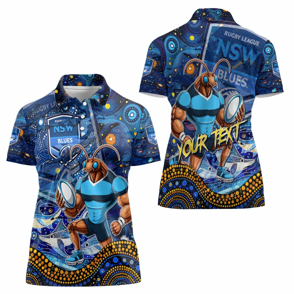 Personalised Mascot NSW Blues Rugby Women Polo Shirt Aboriginal Galaxy