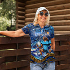 Personalised Mascot NSW Blues Rugby Women Polo Shirt Aboriginal Galaxy