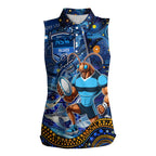 Personalised Mascot NSW Blues Rugby Women Sleeveless Polo Shirt Aboriginal Galaxy