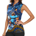 Personalised Mascot NSW Blues Rugby Women Sleeveless Polo Shirt Aboriginal Galaxy
