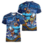 Personalised Mascot NSW Blues Rugby Women V-Neck T-Shirt Aboriginal Galaxy