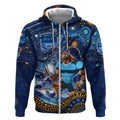 Personalised Mascot NSW Blues Rugby Zip Hoodie Aboriginal Galaxy