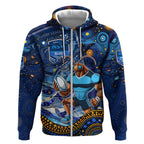Personalised Mascot NSW Blues Rugby Zip Hoodie Aboriginal Galaxy