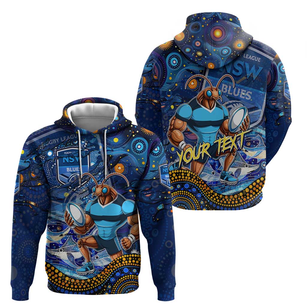 Personalised Mascot NSW Blues Rugby Zip Hoodie Aboriginal Galaxy