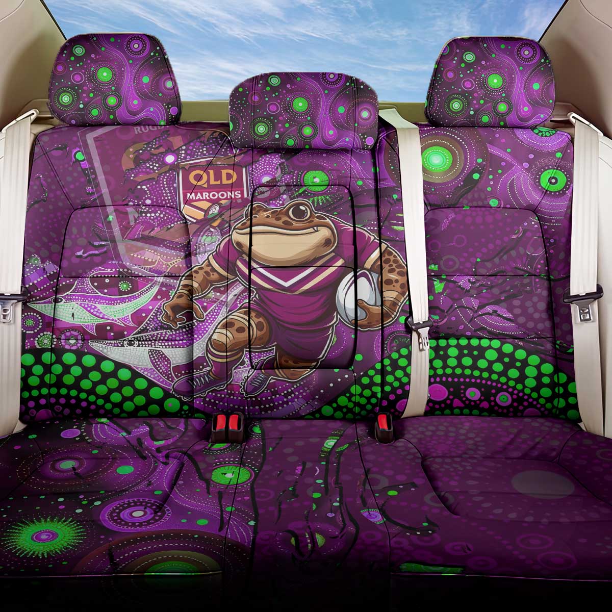 Mascot Queensland Maroons Rugby Back Car Seat Cover Aboriginal Galaxy