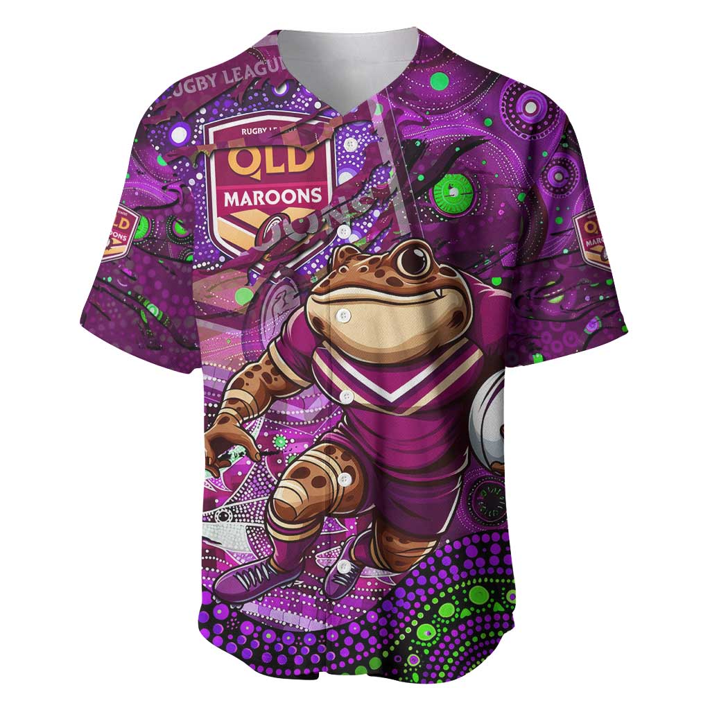 Personalised Mascot Queensland Maroons Rugby Baseball Jersey Aboriginal Galaxy
