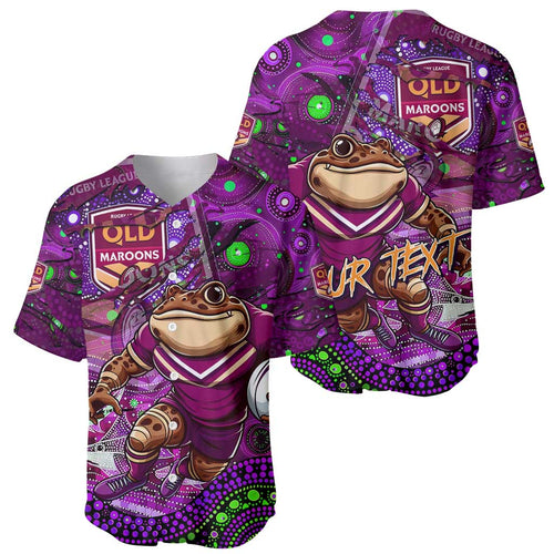 Personalised Mascot Queensland Maroons Rugby Baseball Jersey Aboriginal Galaxy