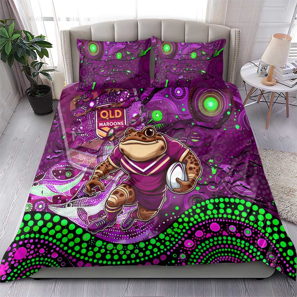Mascot Queensland Maroons Rugby Bedding Set Aboriginal Galaxy