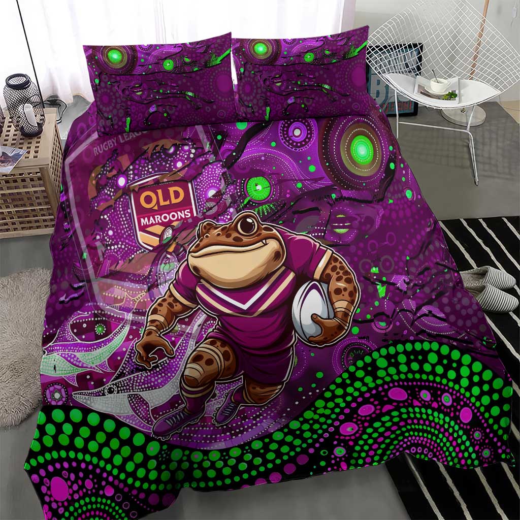 Mascot Queensland Maroons Rugby Bedding Set Aboriginal Galaxy